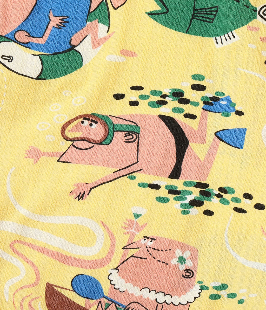 Dobby Cotton Shorts "Ocean Activities" by Ryohei Yanagihara with Mookie