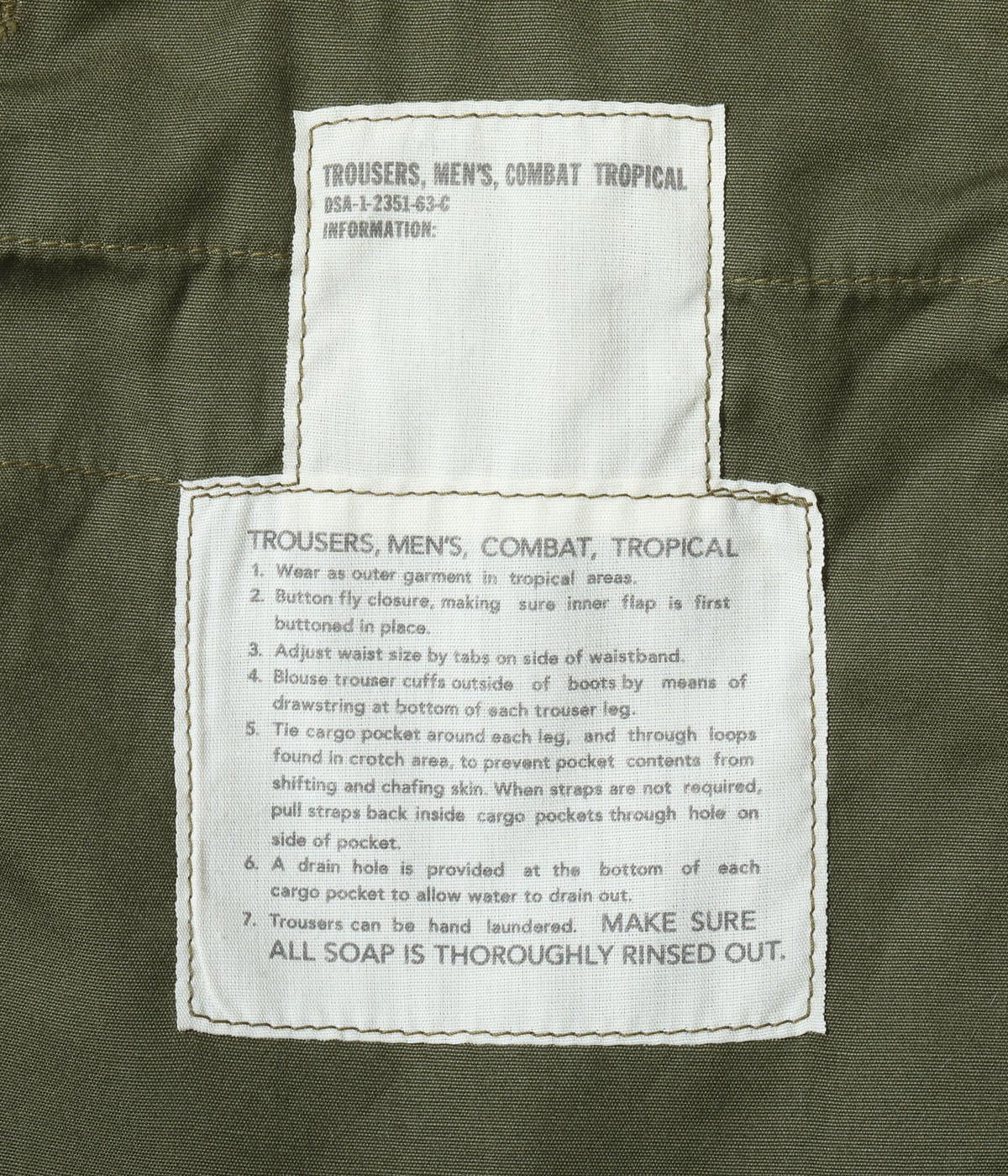 TROUSERS, MEN'S, COTTON WIND RESISTANT POPLIN, OLIVE GREEN, ARMY SHADE 107 SHORT LENGTH