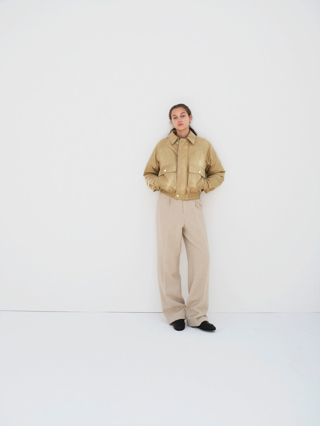 FINE CALF LEATHER DOWN BLOUSON