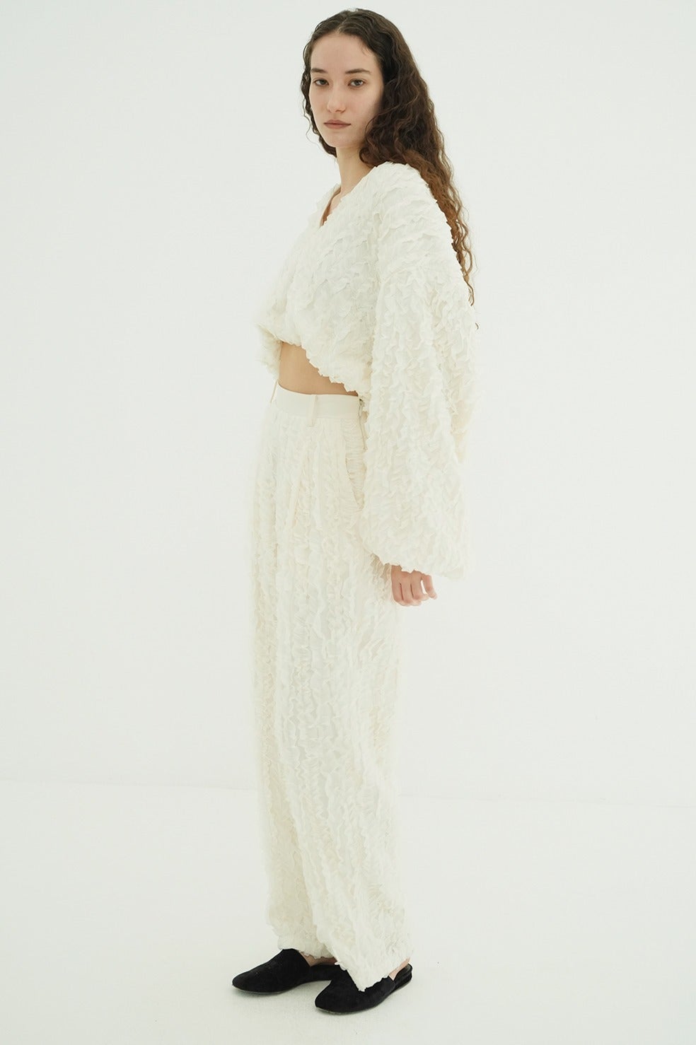 TOPSTITCHED FRILL BOLERO