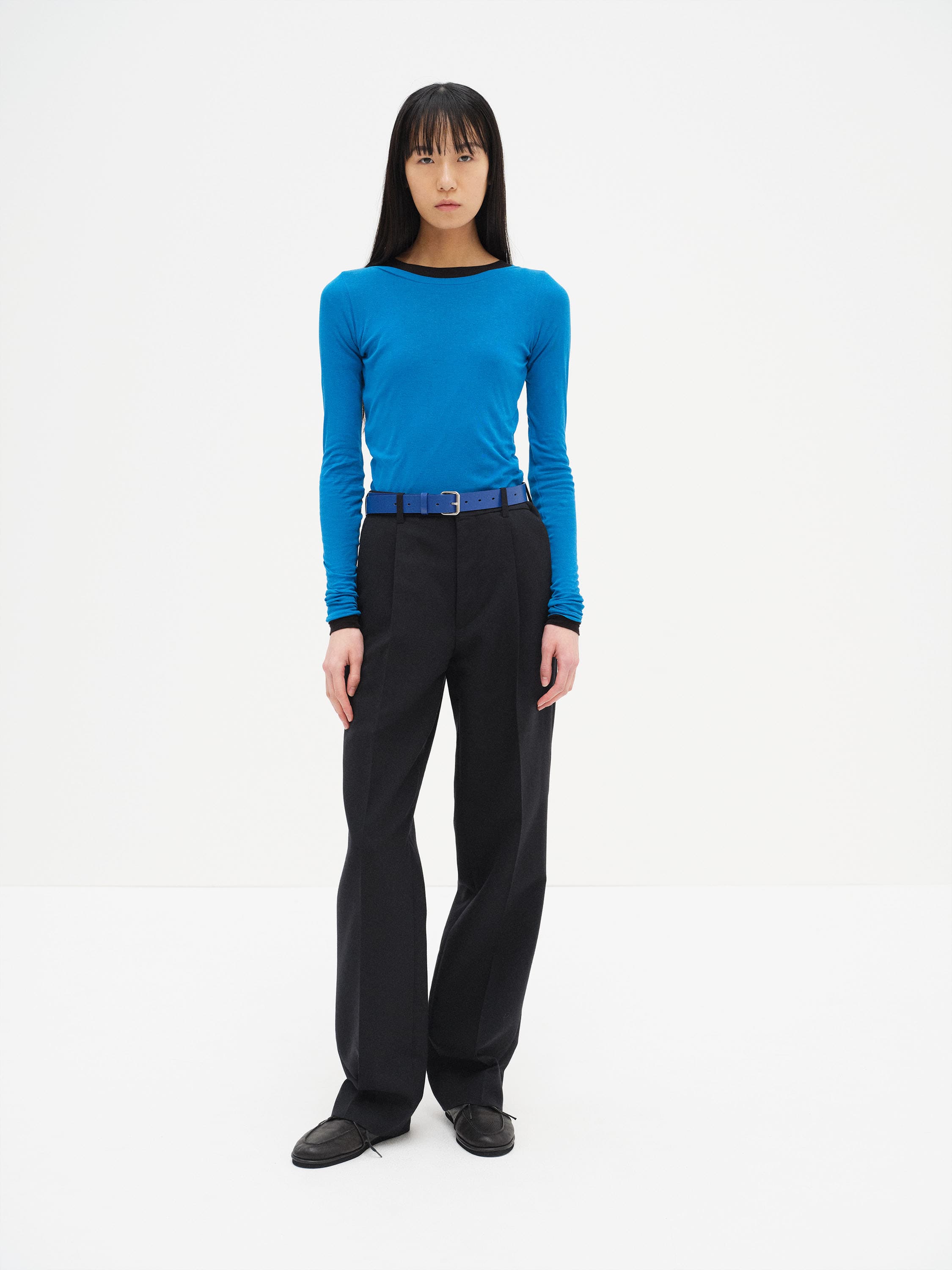 SUPER HIGH GAUGE SHEER RIB WIDE-NECK L/S TEE