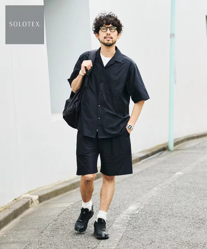 Open Collar Short Sleeve Shirt & Easy Shorts Travel Setup Fabric by SOLOTEX(R)
