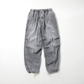 Recycled Waste Suvin Cotton Yarn 10oz. Jelt Denim Knee Tuck Easy Pants Bleach Washed