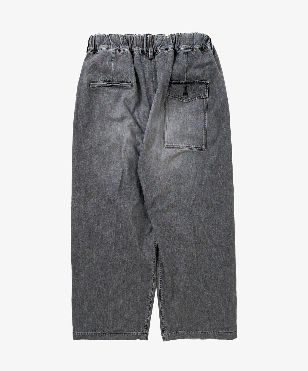 hakama pants black denim bleached