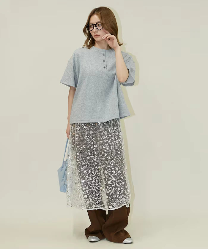 <contact cool> Cool Ponte Henry Neck T-Shirt Limited Release
