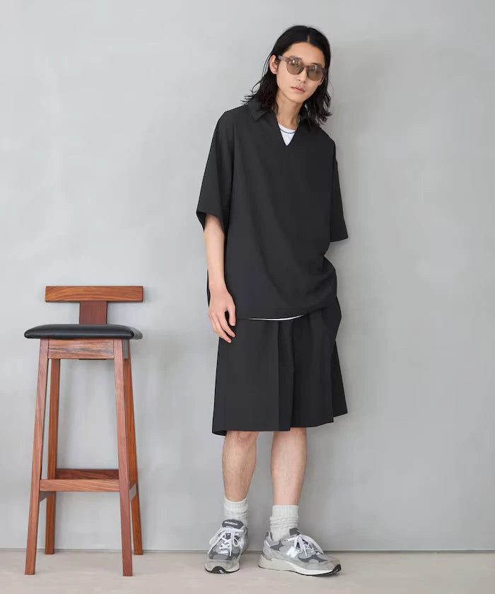 Functional Fabric Pullover Short Sleeve Shirt Set 3-piece Set / Washable / UV Cut / Quick Dry / Cool Touch