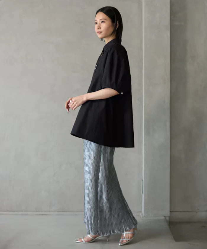 Switching Design Balloon Sleeve Shirt / 5-Minute Sleeve Blouse [Limited Edition]