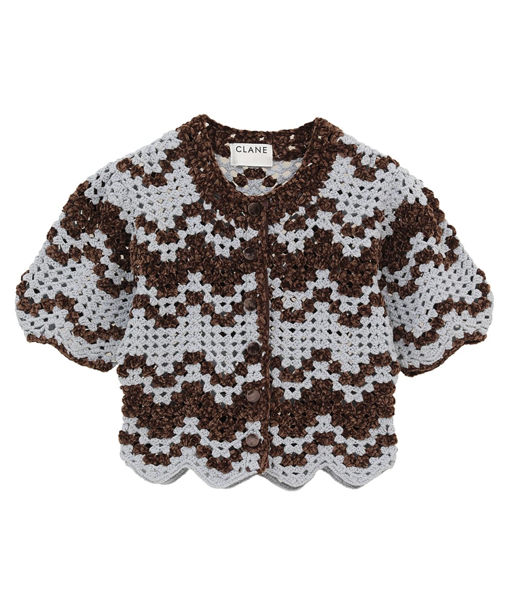 MALL BORDER HAND CROCHET KNIT CARDIGAN