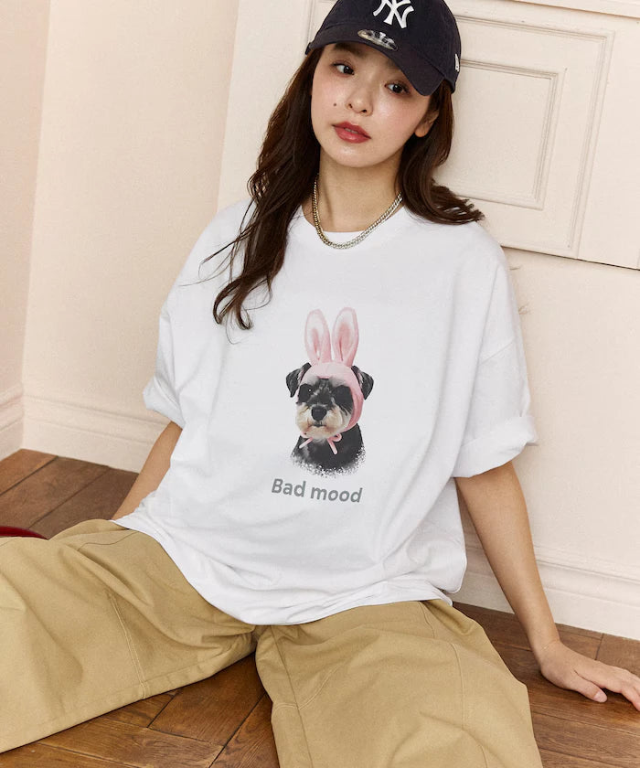 <Functional Material> Bad Mood Dog Print T-Shirt Limited Edition