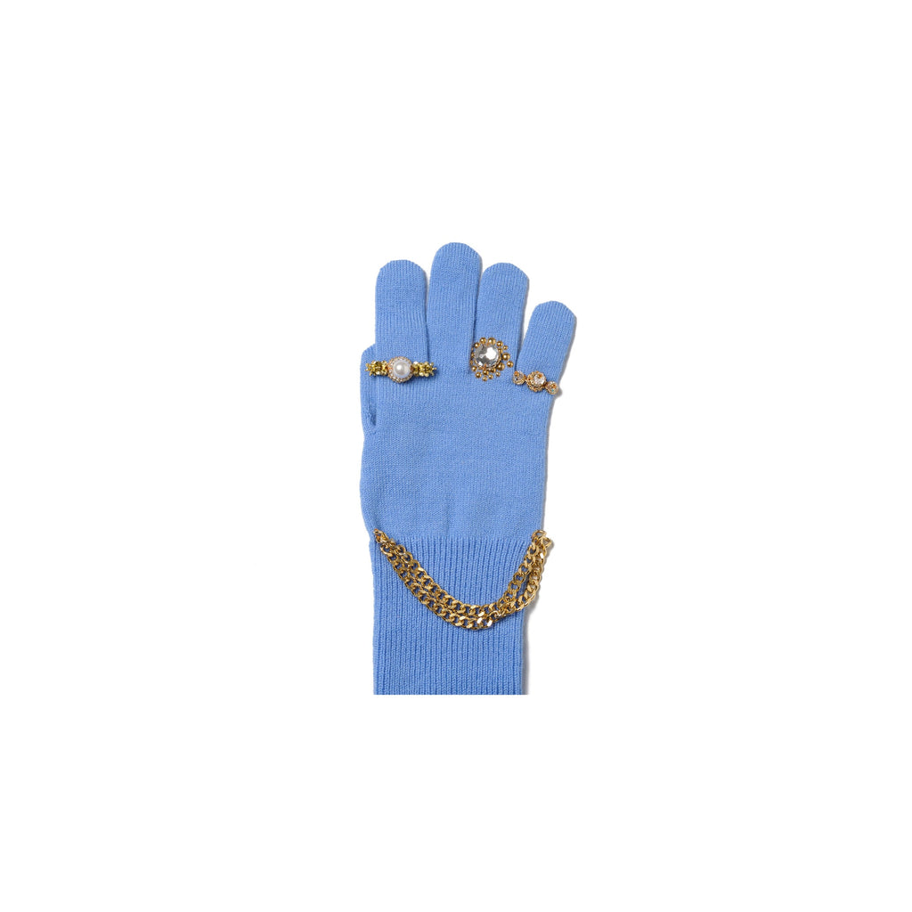 JEWELRY ATTACHED LONG GLOVES / SMALL：BLUE