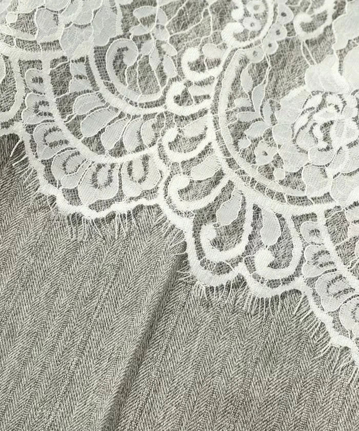 Lace Layered Slacks / Center Press Wide Slacks