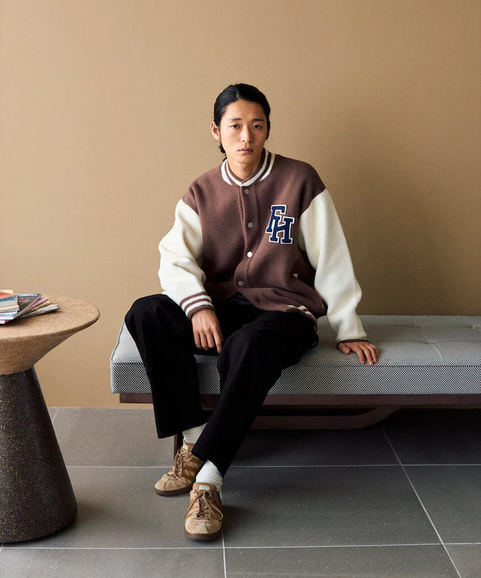 Relaxed Fit Logo Knit Varsity Jacket