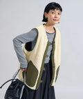 Cotton Nylon Twill Reversible Boa Vest