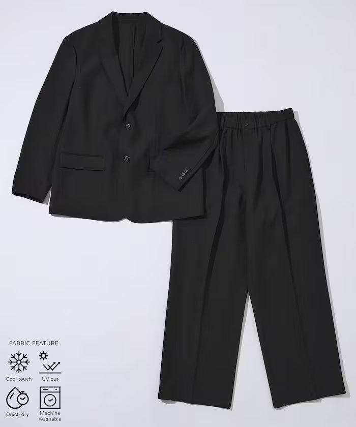 Functional Material Jacket & Wide Slacks Set Up / Washable / UV Cut / Quick Dry / Contact Cooling