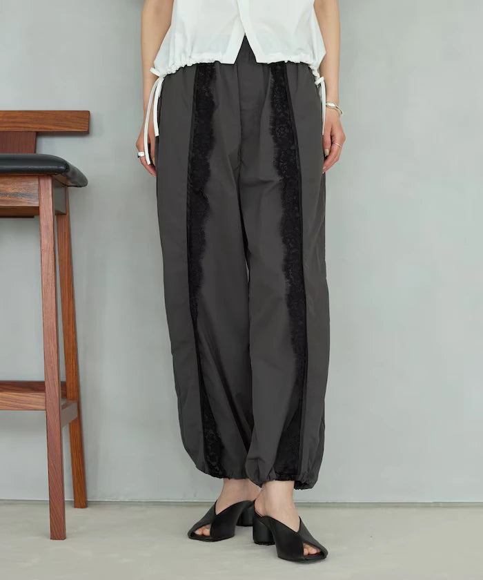 Nylon Lace Easy Wide Pants