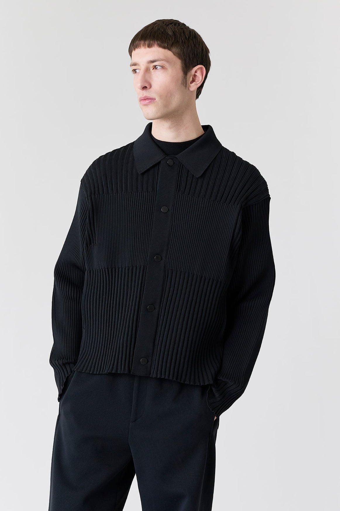 FLUTED SHIRT COLLAR BLOUSON