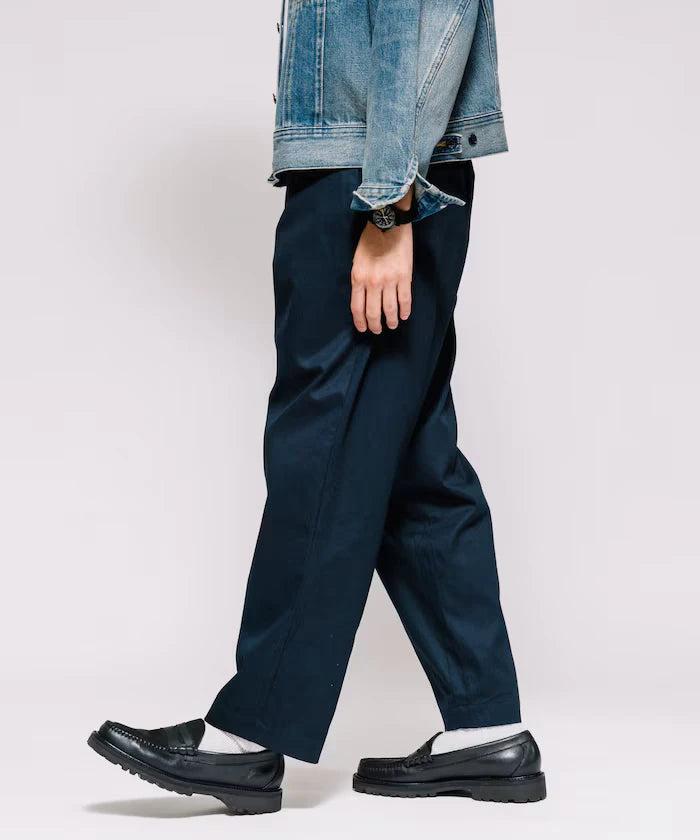 Wide Silhouette Drawstring Chino Pants / Tapered Silhouette Easy Chino Pants