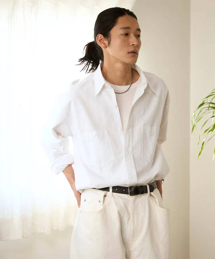 Oversized Classic Regular Collar Chambray Shirt Long Sleeve
