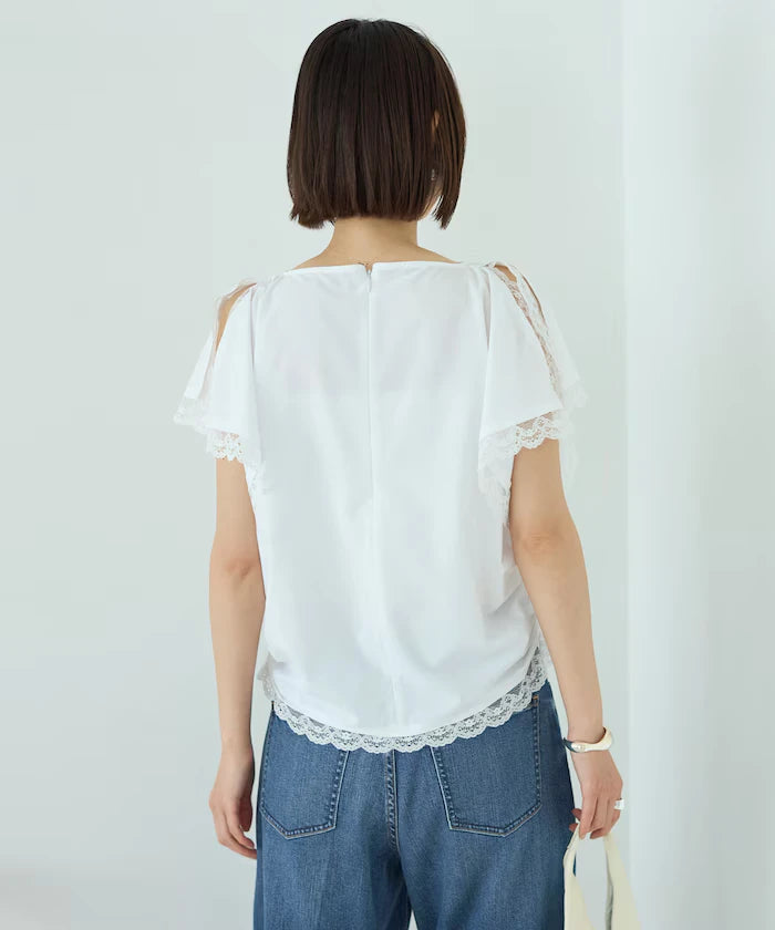 Handkerchief Sleeve Shirring Blouse