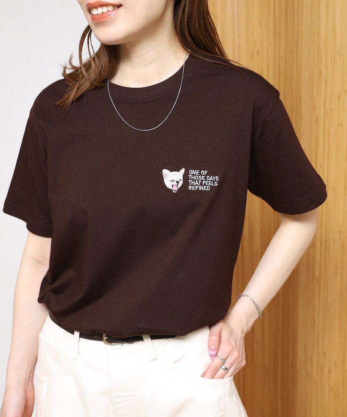 Organic Cotton One Point Animal Embroidery T-Shirt