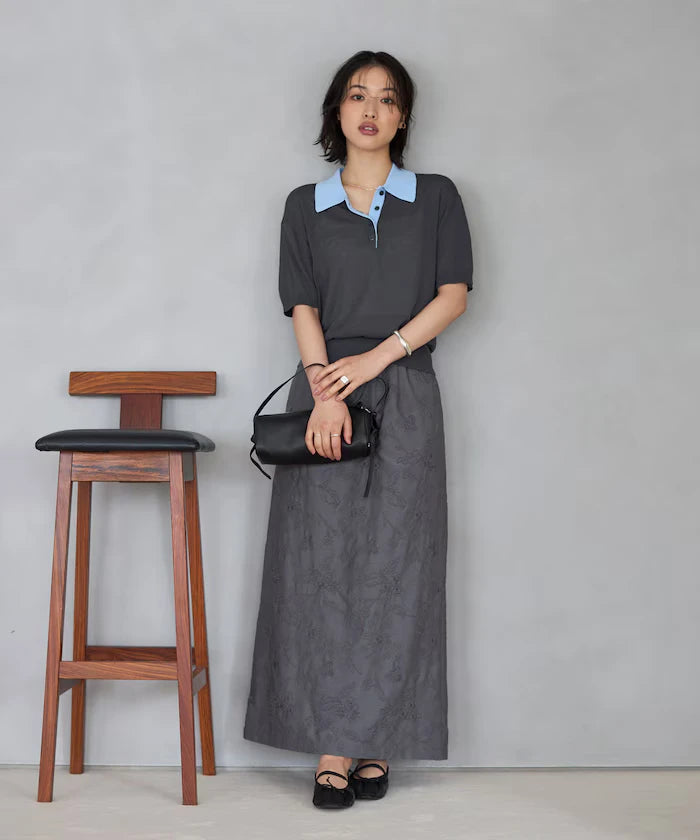 Relaxed Fit Color Design Polo Knit / Bicolor / Multi Stripe
