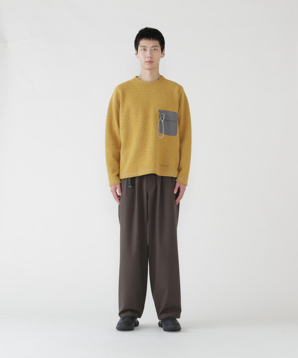PE melange twill wide pants