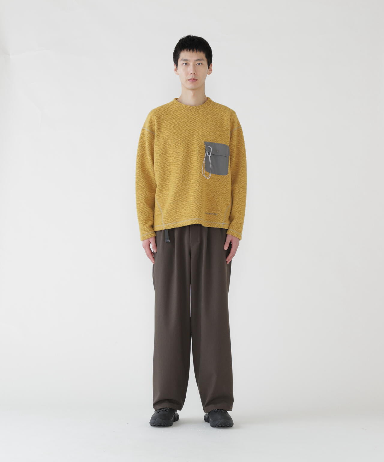 PE melange twill wide pants