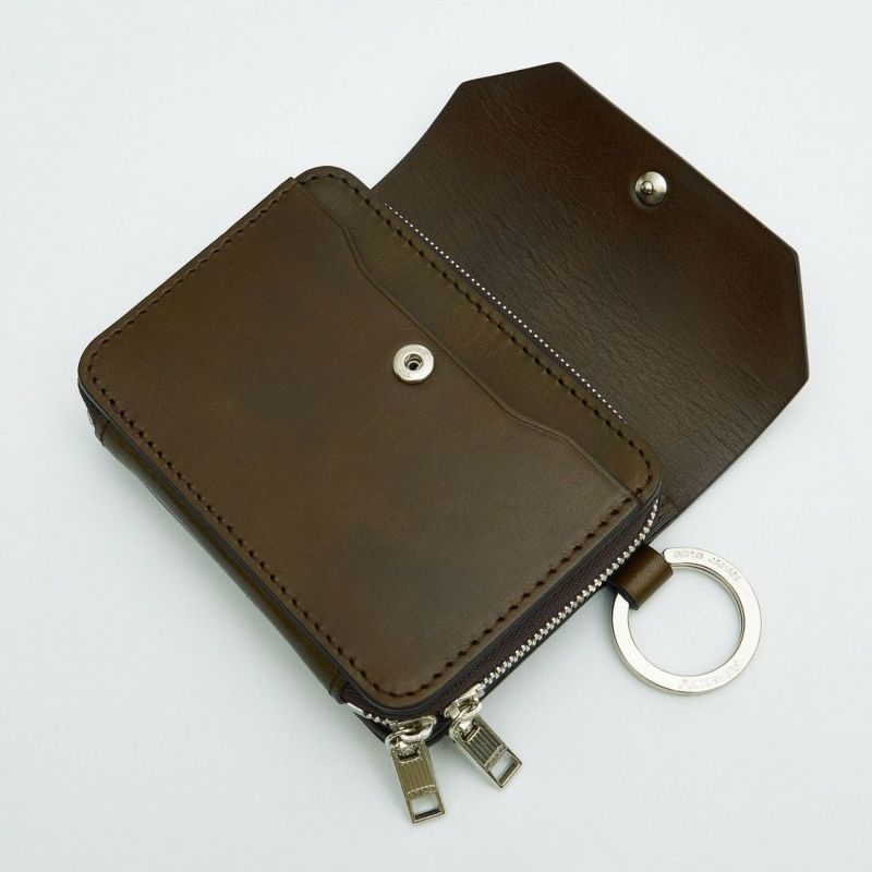 OILED ANTIQUE LEATHER SHORT WALLET/CAMEL