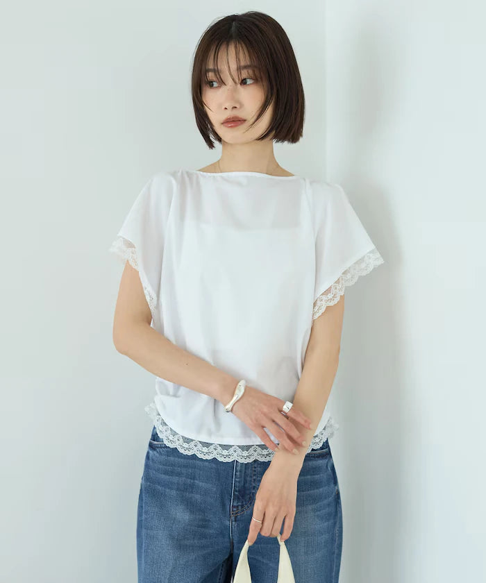 Handkerchief Sleeve Shirring Blouse