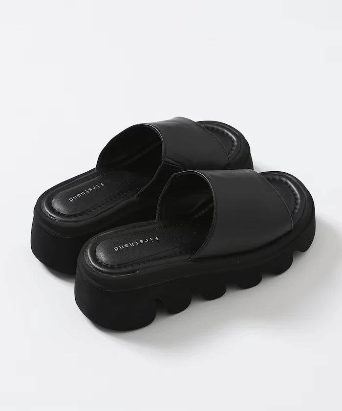 Volume Curved Sole Leatherette Covered Sandal