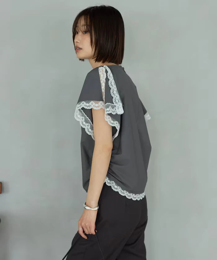 Handkerchief Sleeve Shirring Blouse