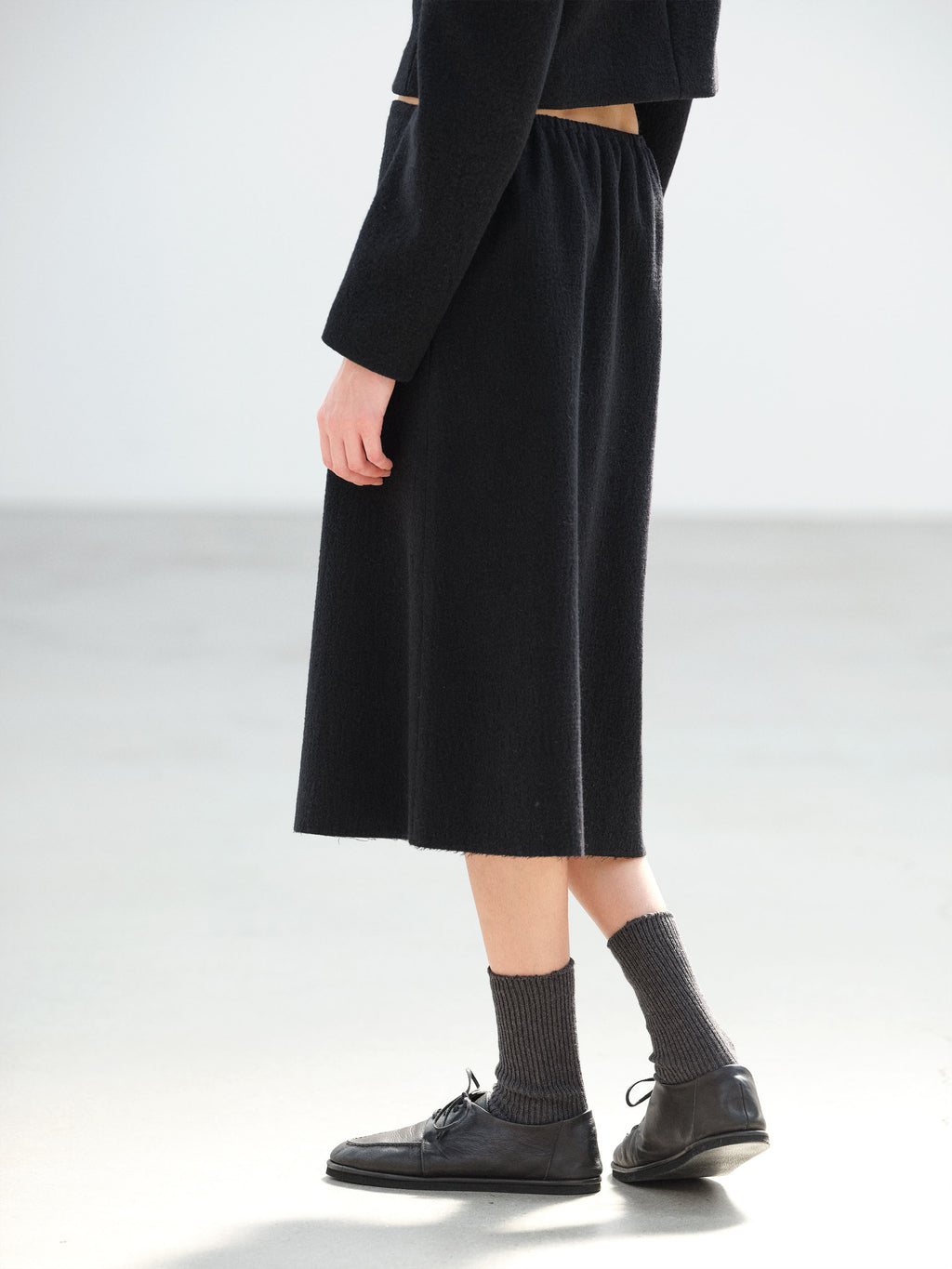 FULLED WOOL SILK SKIRT