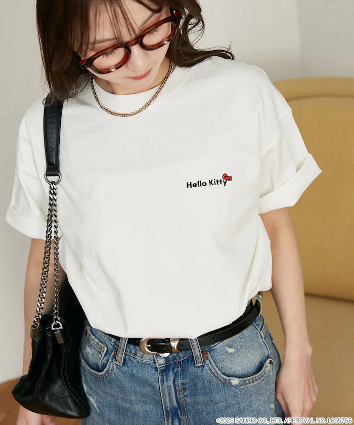 "HELLO KITTY" ID Photo style back print T-shirt limited edition