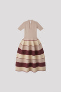 POTTERY STAND-UP COLLAR SHORT SLEEVE DRESS