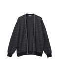 Leopard Pattern Jacquard Studded Cardigan