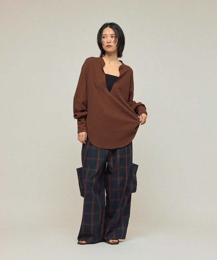Ombre Check Easy Pants / Patch Pocket Wide Easy Pants