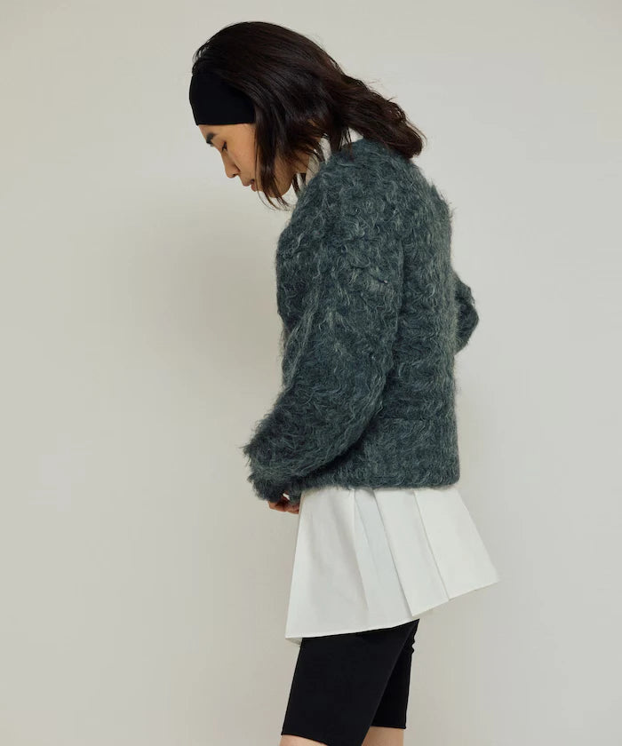 Variation Button Shaggy Knit Cardigan