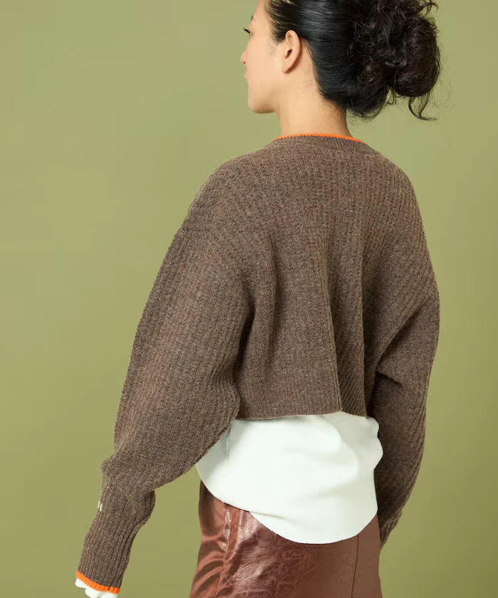 Short Length Color-block Knit Cardigan