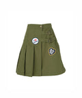 Military Pleated Wrap Skirt