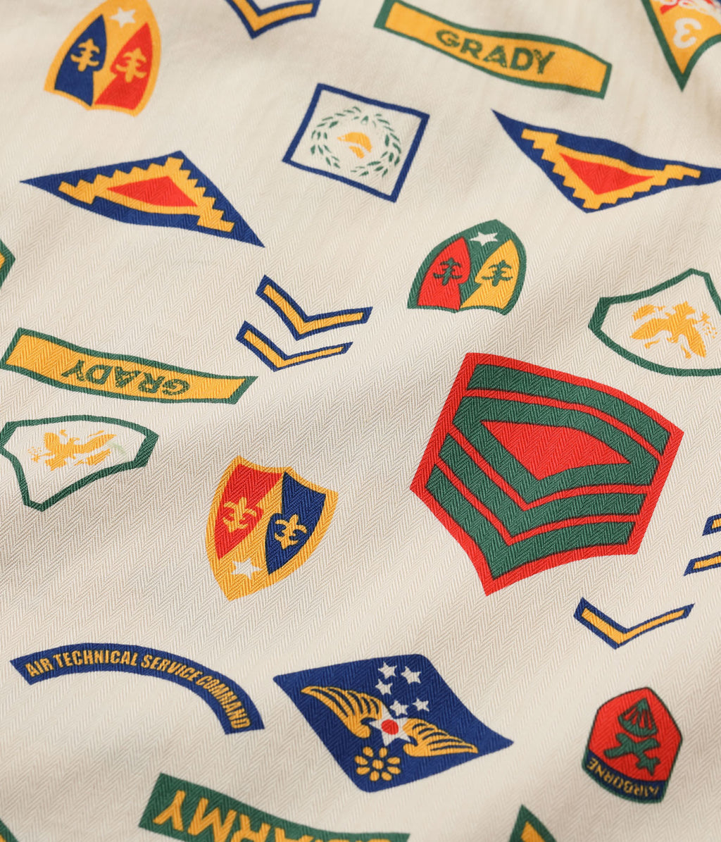 Cotton Herringbone Hawaiian Shirt "Insignia Of Army"