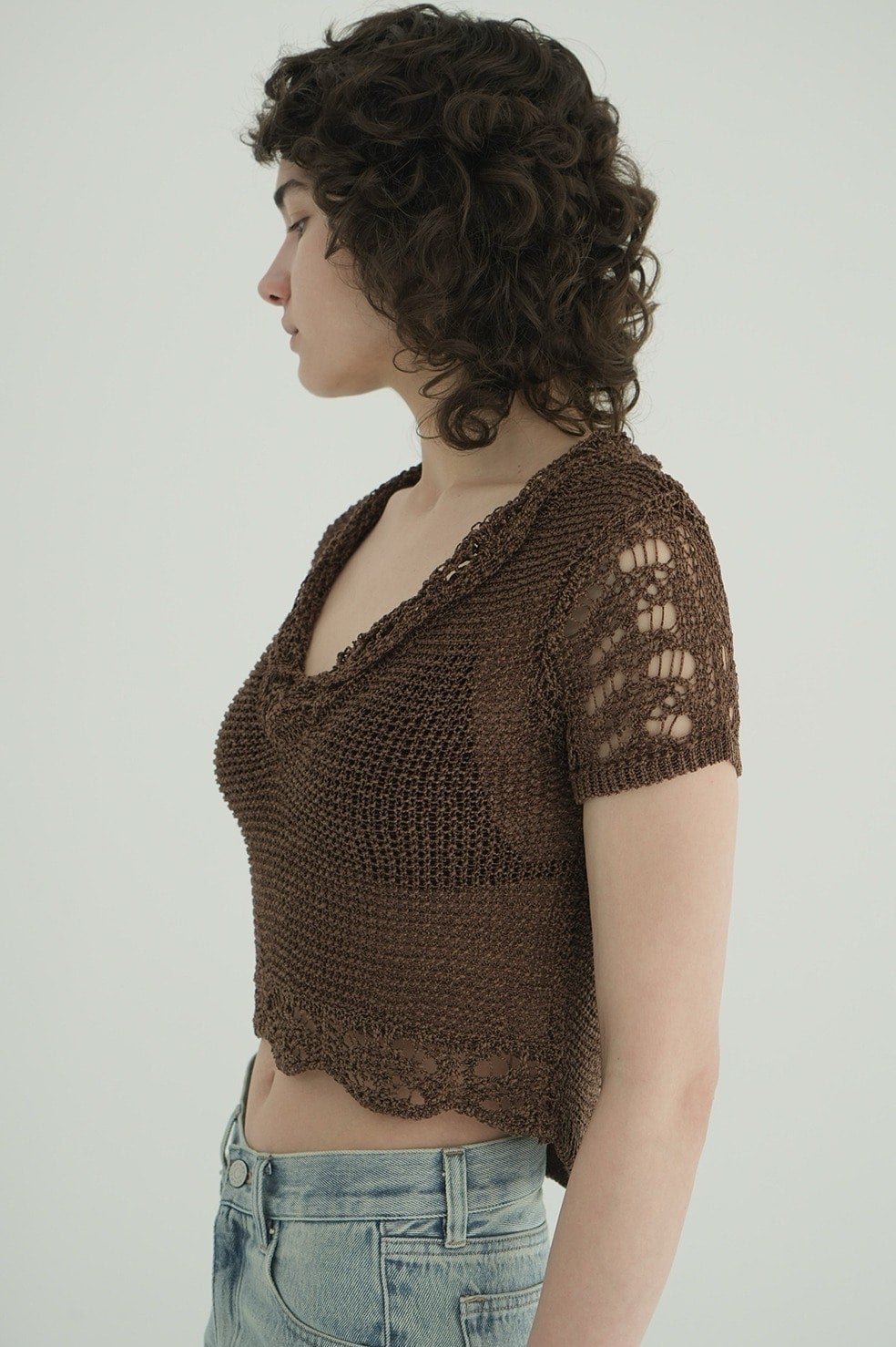 CROPPED CROCHET KNIT TOPS