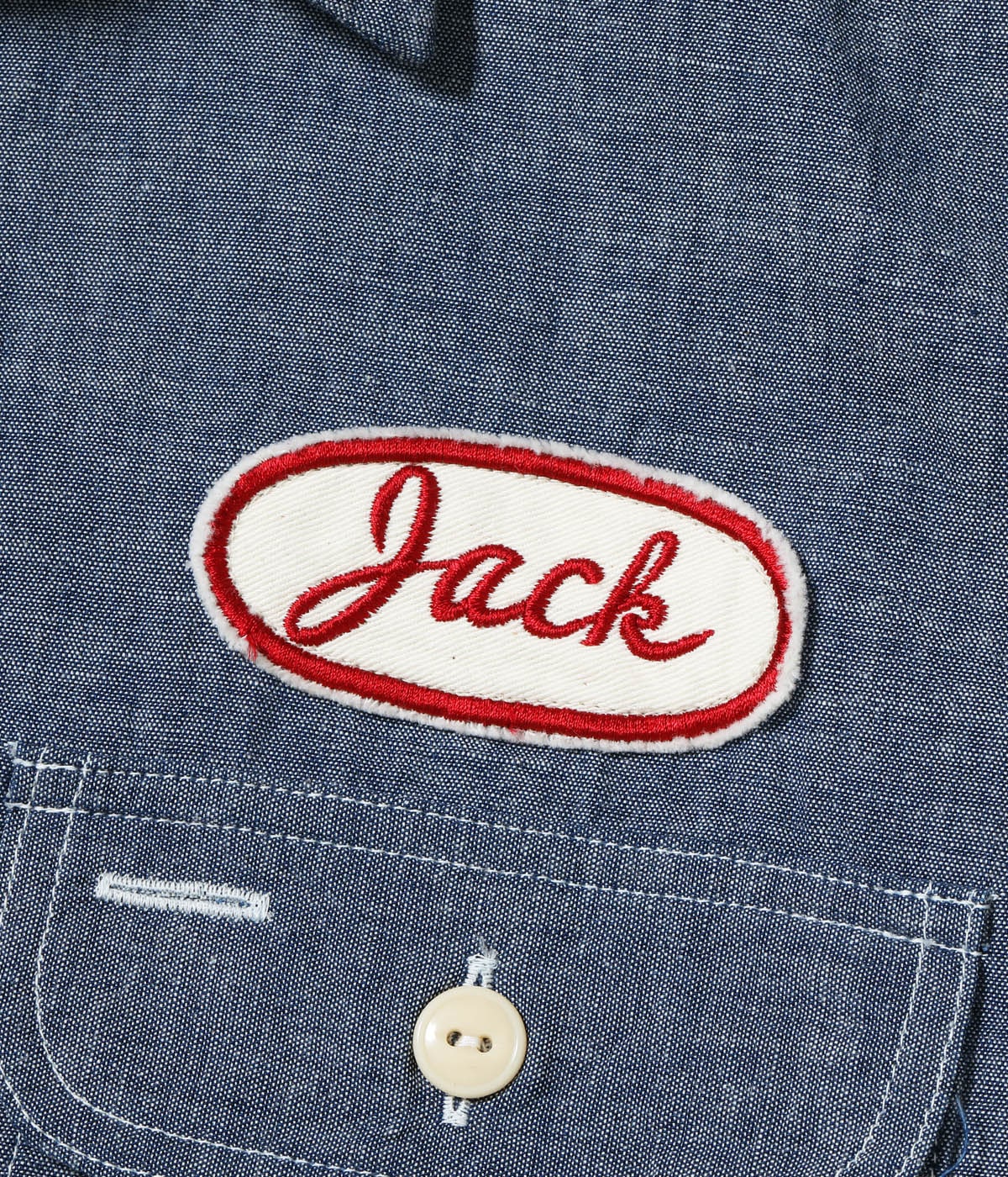 Chambray Work Shirt with Chain Embroidered