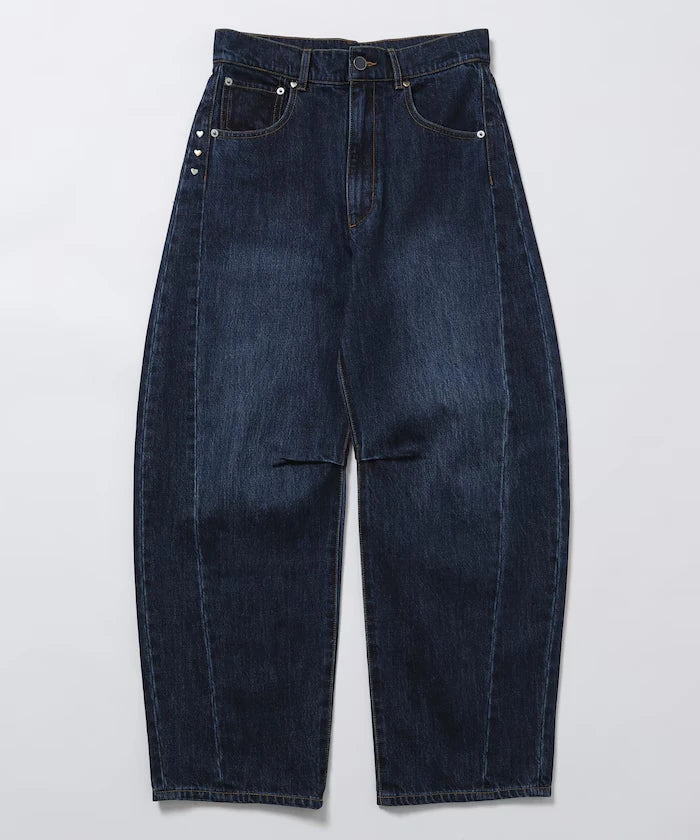 Heart Studs Curvy Denim / Wide Silhouette