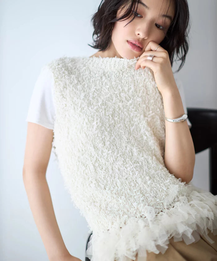 2WAY Fringe Hem Knit Vest