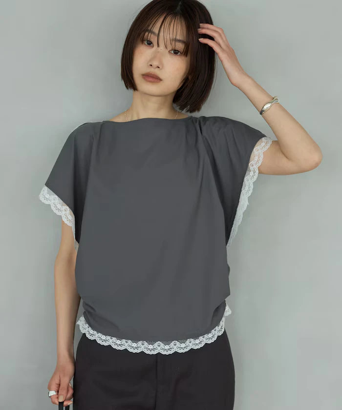 Handkerchief Sleeve Shirring Blouse