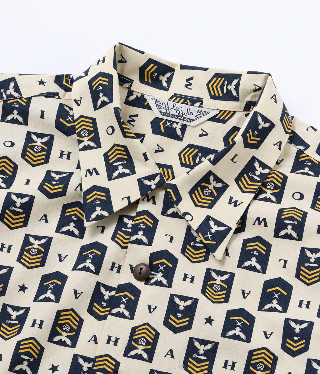 Cotton Broad Hawaiian Shirt 'Navy's Chevron'