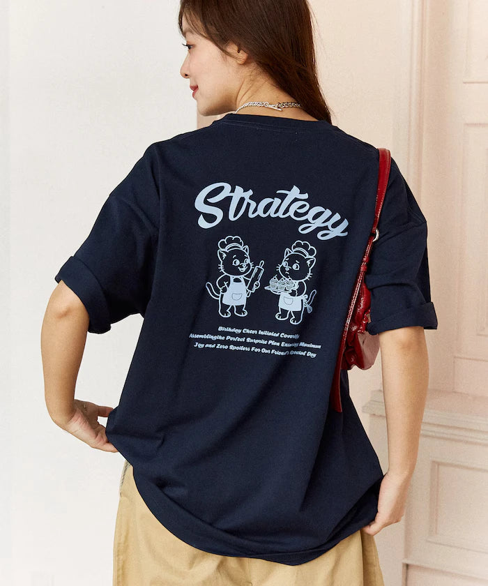 <Functional Material> STRATEGY Cat Print T-Shirt Limited Edition