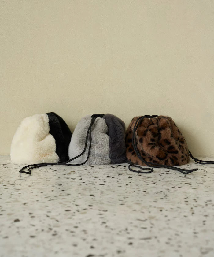 Fake Fur Mini Drawstring Bag