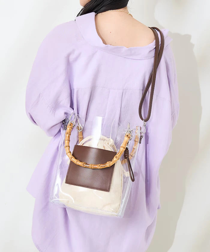 2way Bamboo Handle PVC Bag