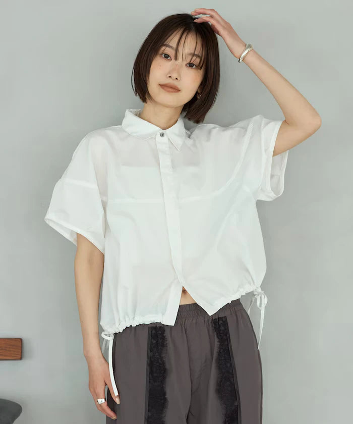 Switch Short Sleeve Hem Code Blouse